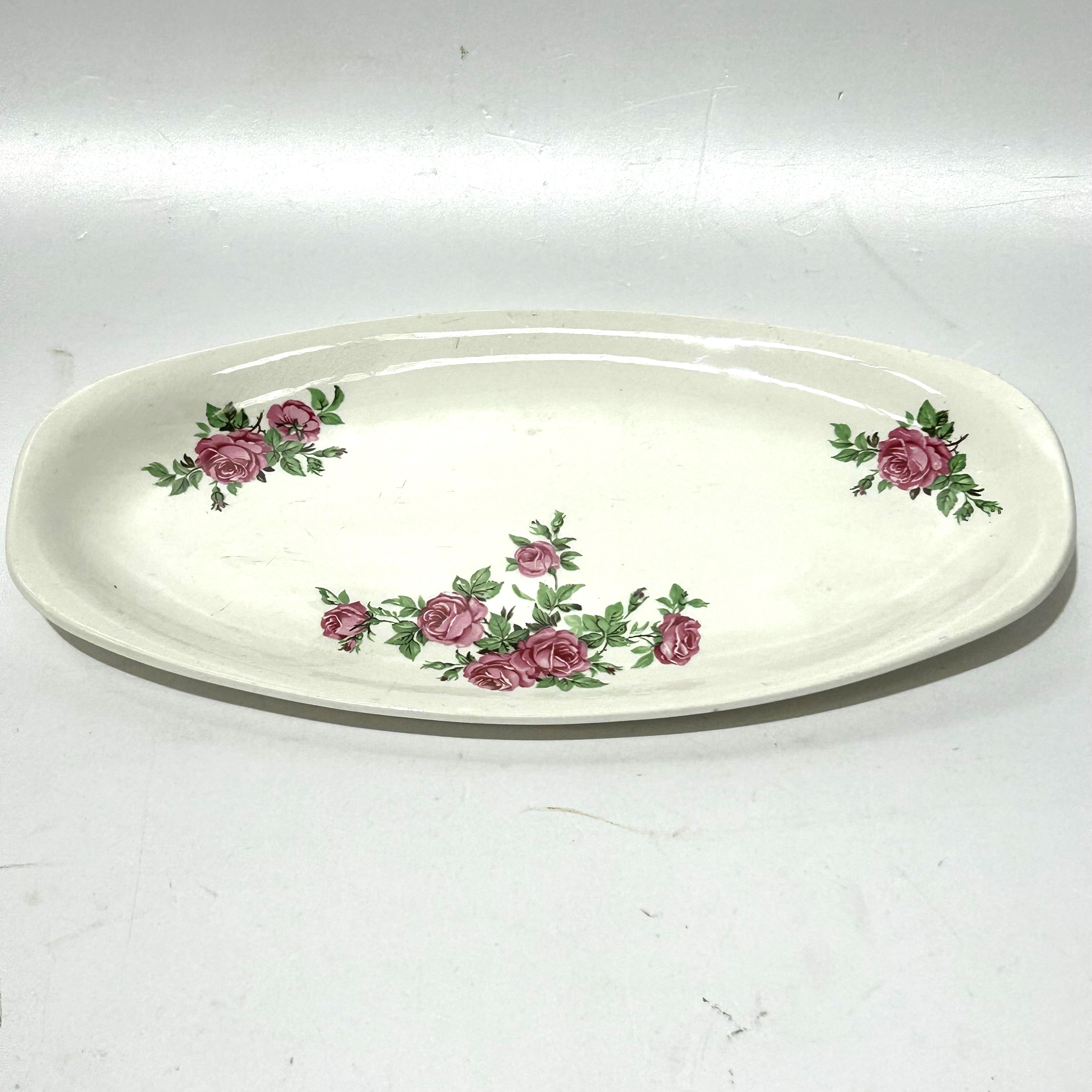 PLATTER, Small Vintage Pink Rose 32cmL x 17cmw